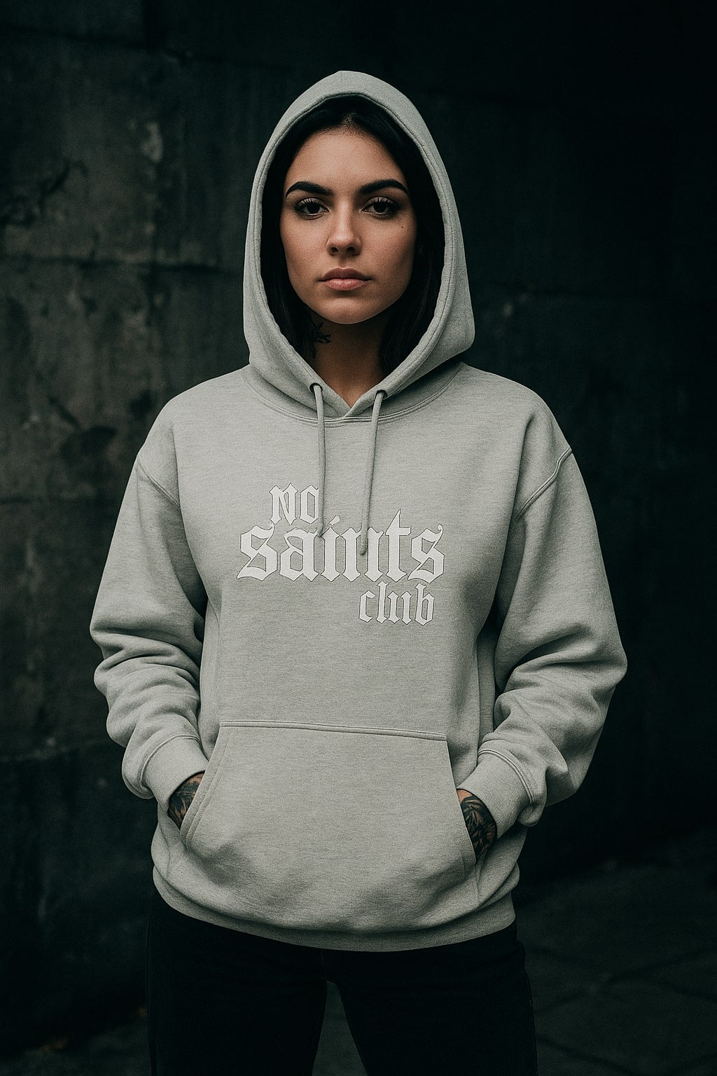 No Saints Club Fleece Hoodie - Light Heather Gray