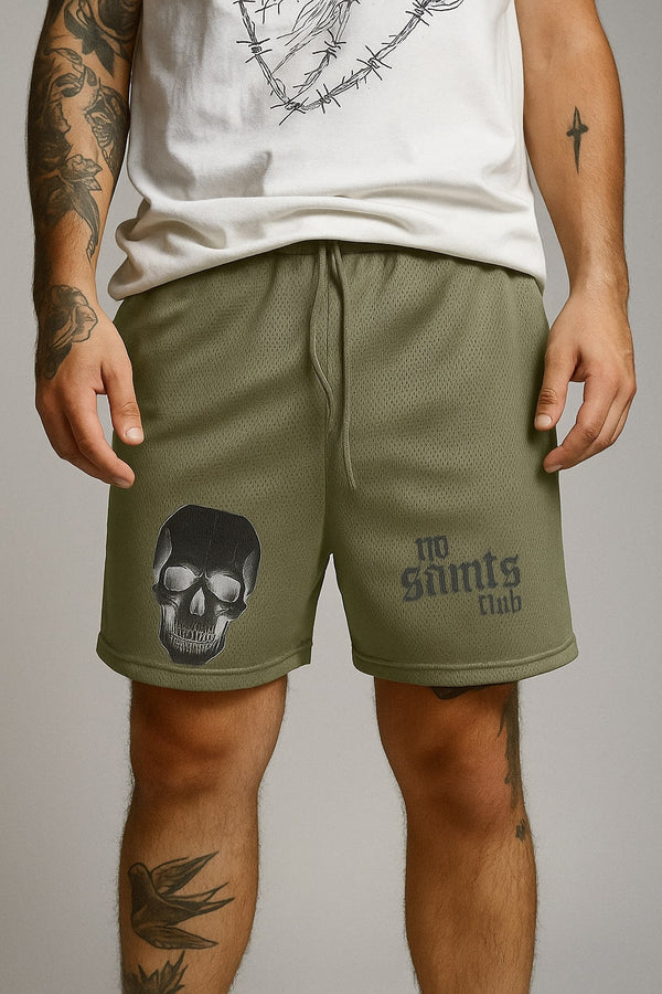 No Saints Club Mesh Shorts - DEAD OLIVE — hover