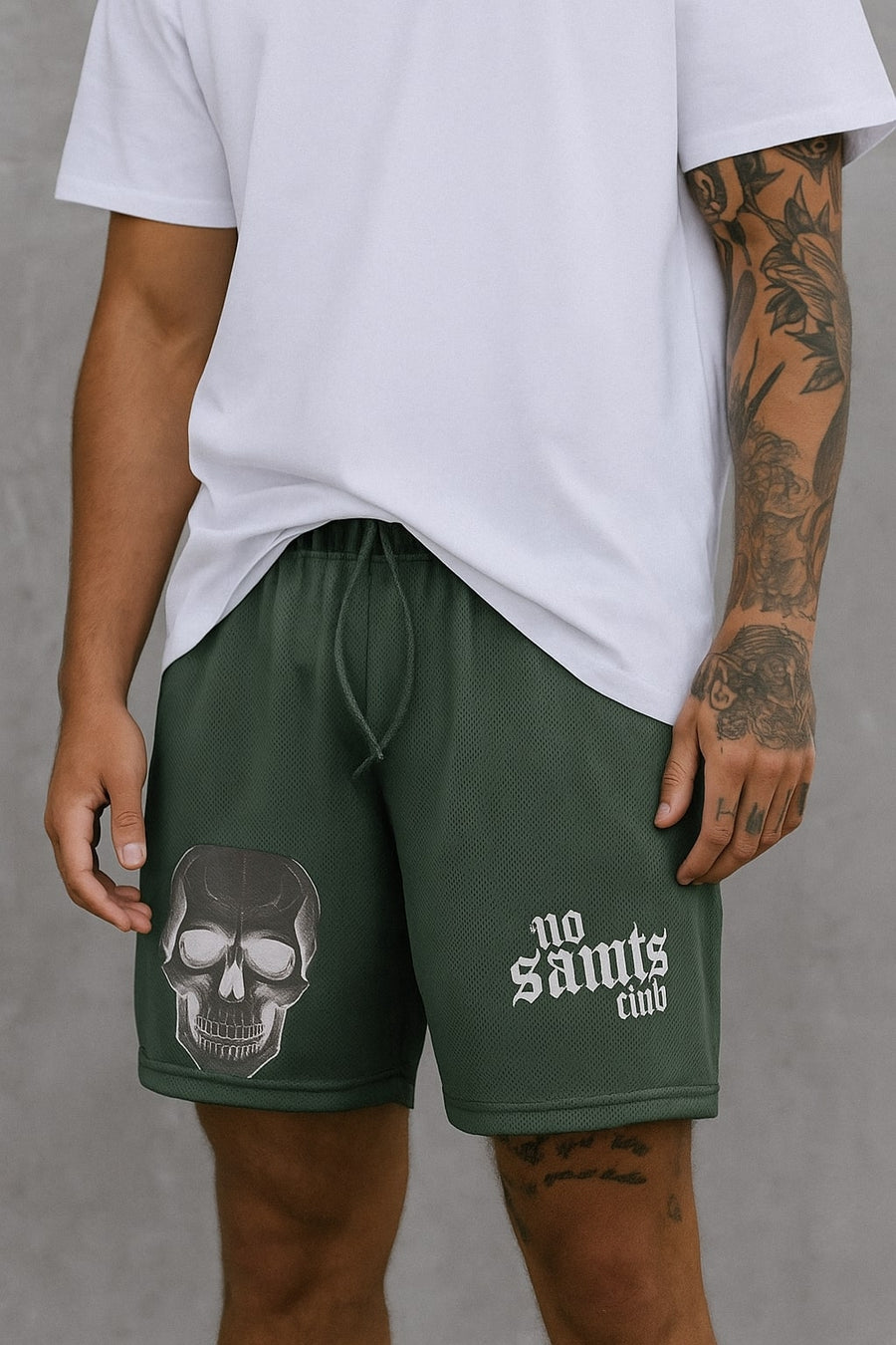 No Saints Club Mesh Shorts - SINISTER PINE