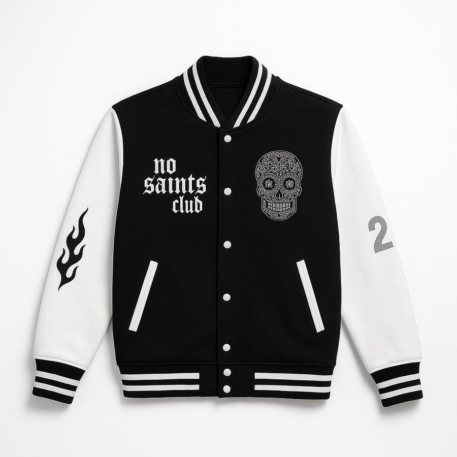 No Saints Club Noir Varsity Jacket - JET BLACK