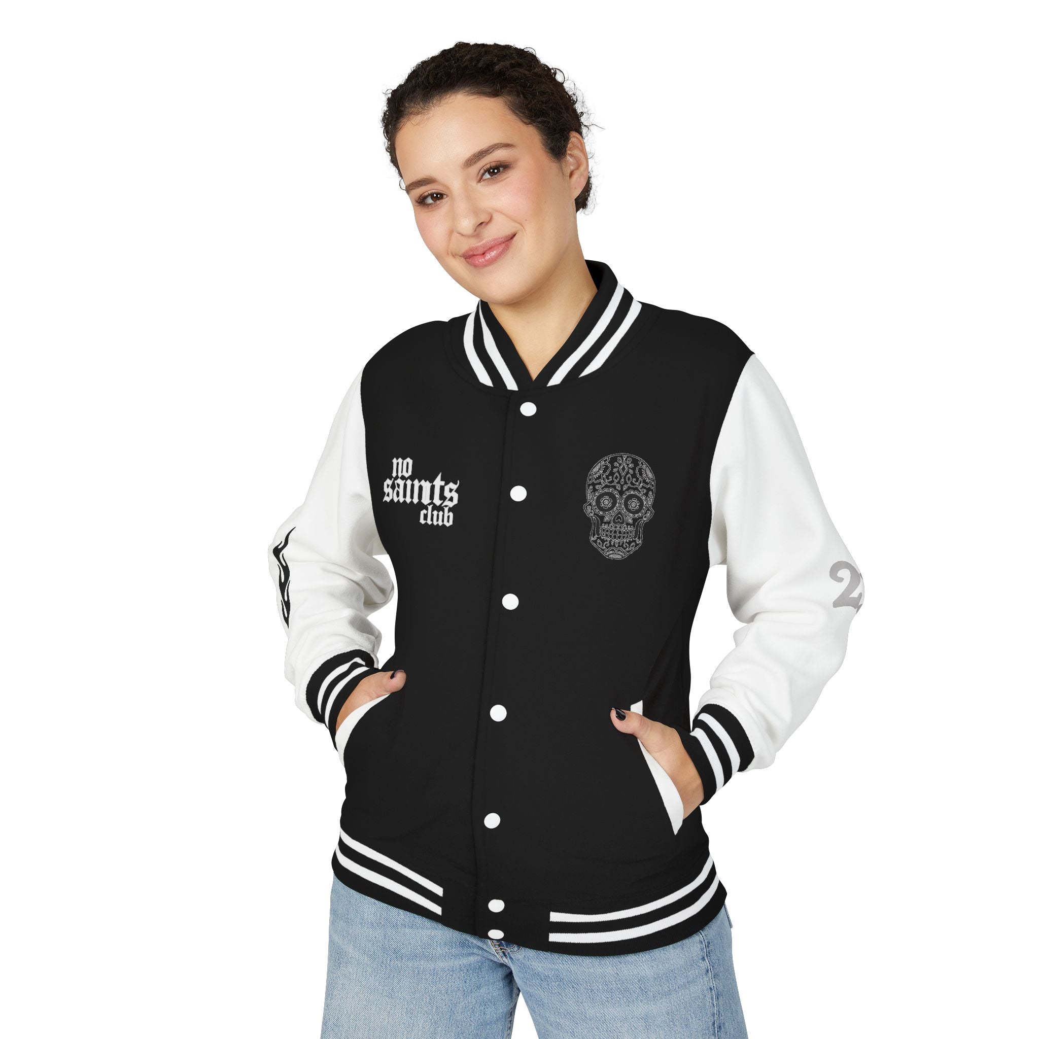 No Saints Club Noir Varsity Jacket - JET BLACK