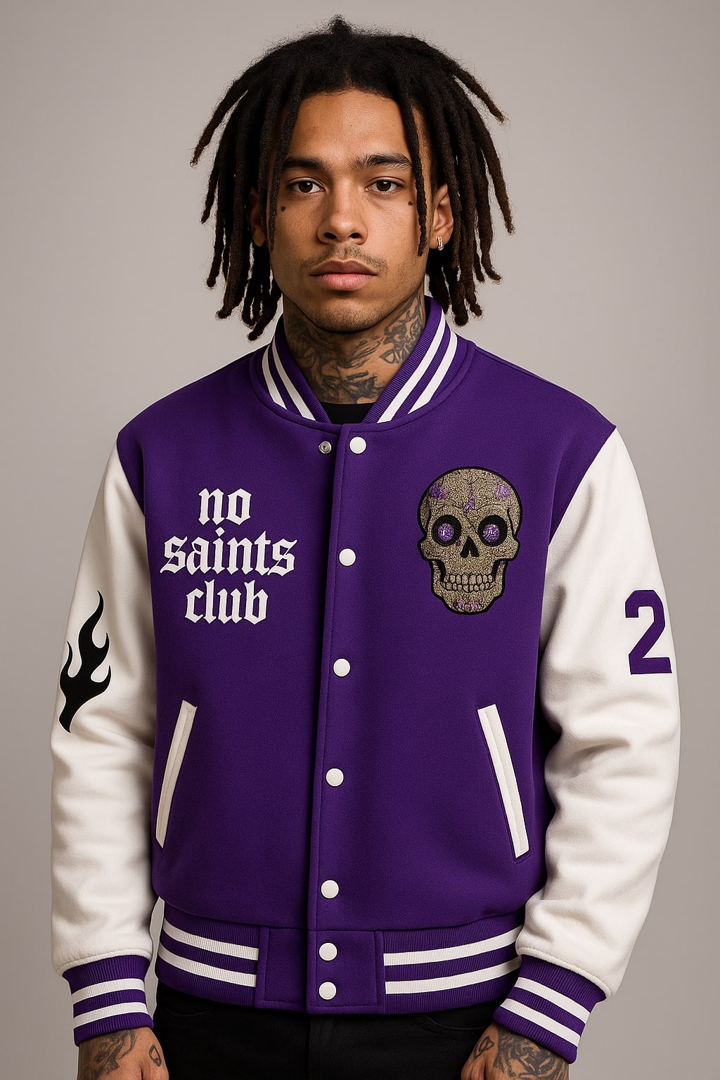 No Saints Club Phantom Varsity Jacket - PURPLE DROP
