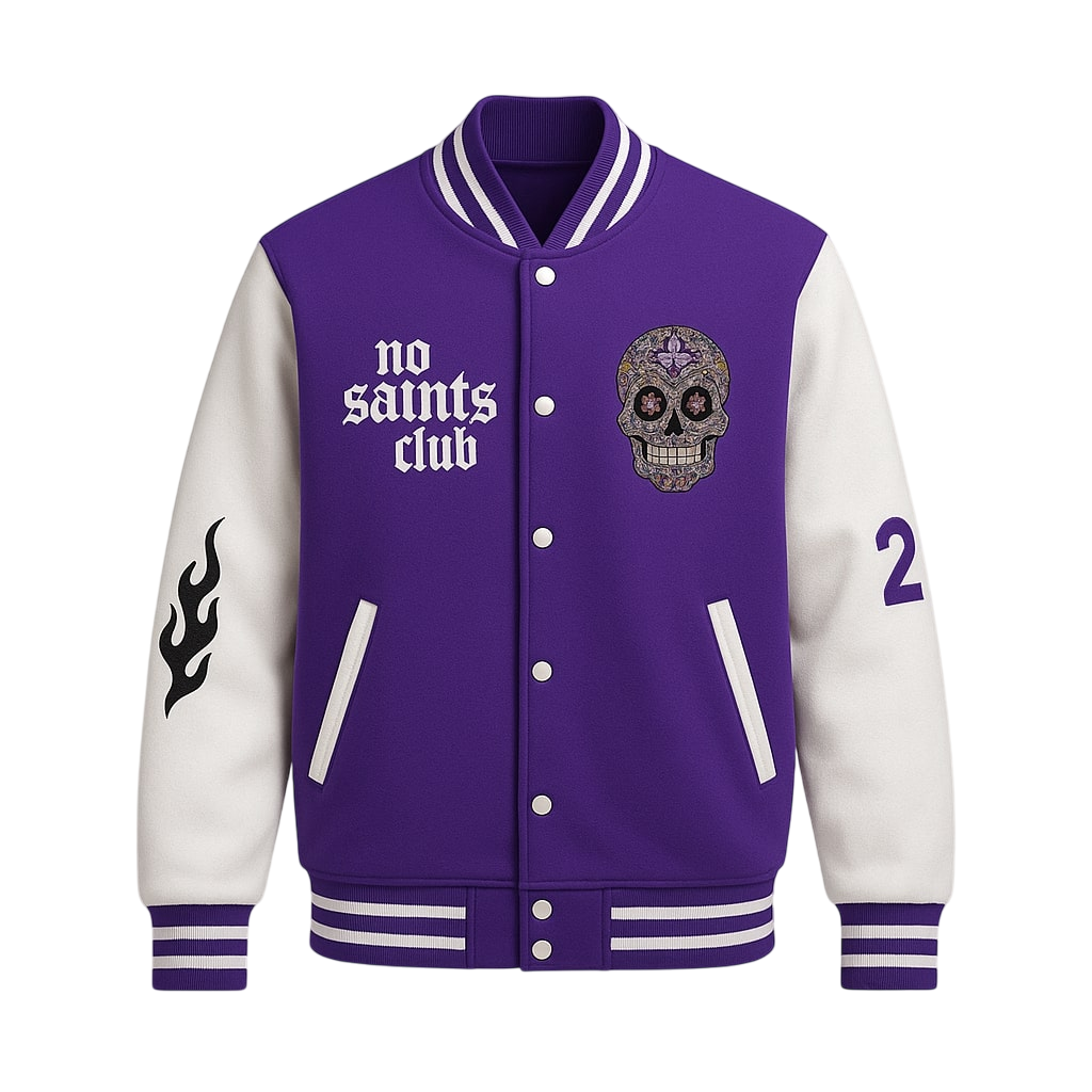 No Saints Club Phantom Varsity Jacket - PURPLE DROP