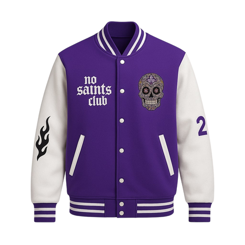 No Saints Club Phantom Varsity Jacket - PURPLE DROP