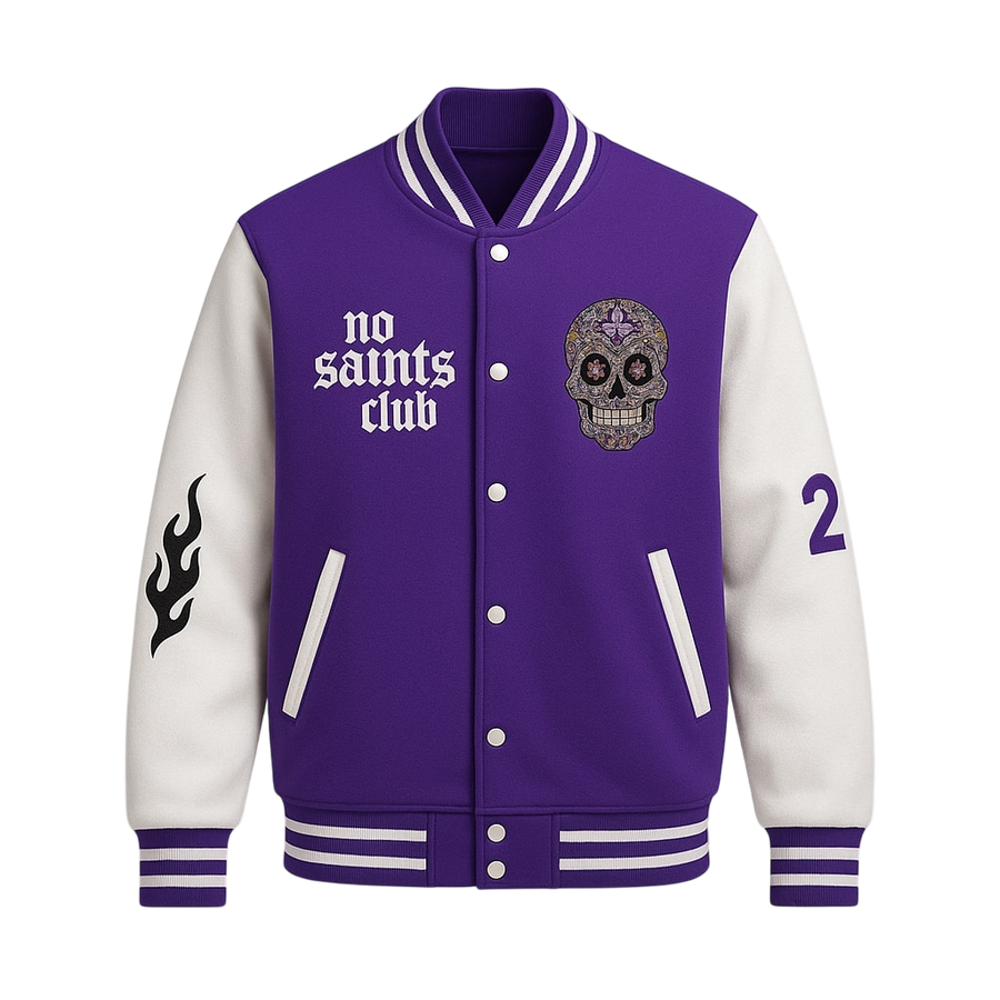 No Saints Club Phantom Varsity Jacket - PURPLE DROP