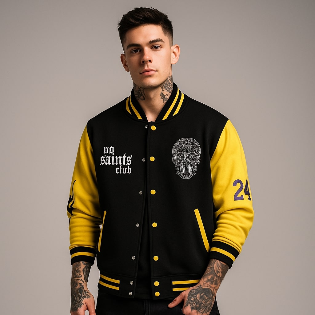 No Saints Club Rebel Varsity Jacket - SUN YELLOW