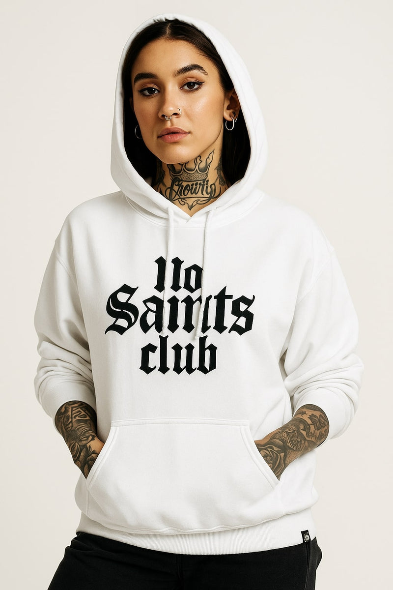 No Saints Club White | Skeleton Hoodie