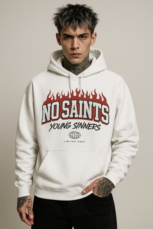 No Saints White Pullover Hoodie