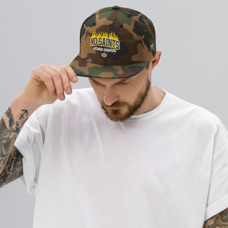 No Saints Young Sinners Camo Snapback Hat