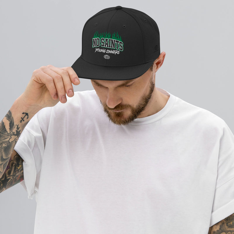 No Saints Young Sinners Green Black Snapback Hat