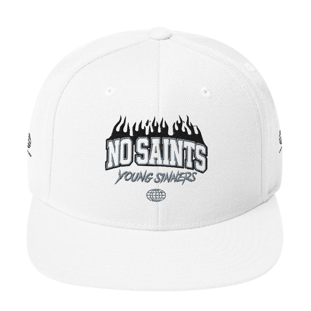 No Saints Young Sinners White Snapback Hat