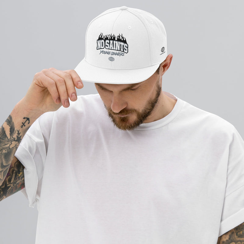 No Saints Young Sinners White Snapback Hat