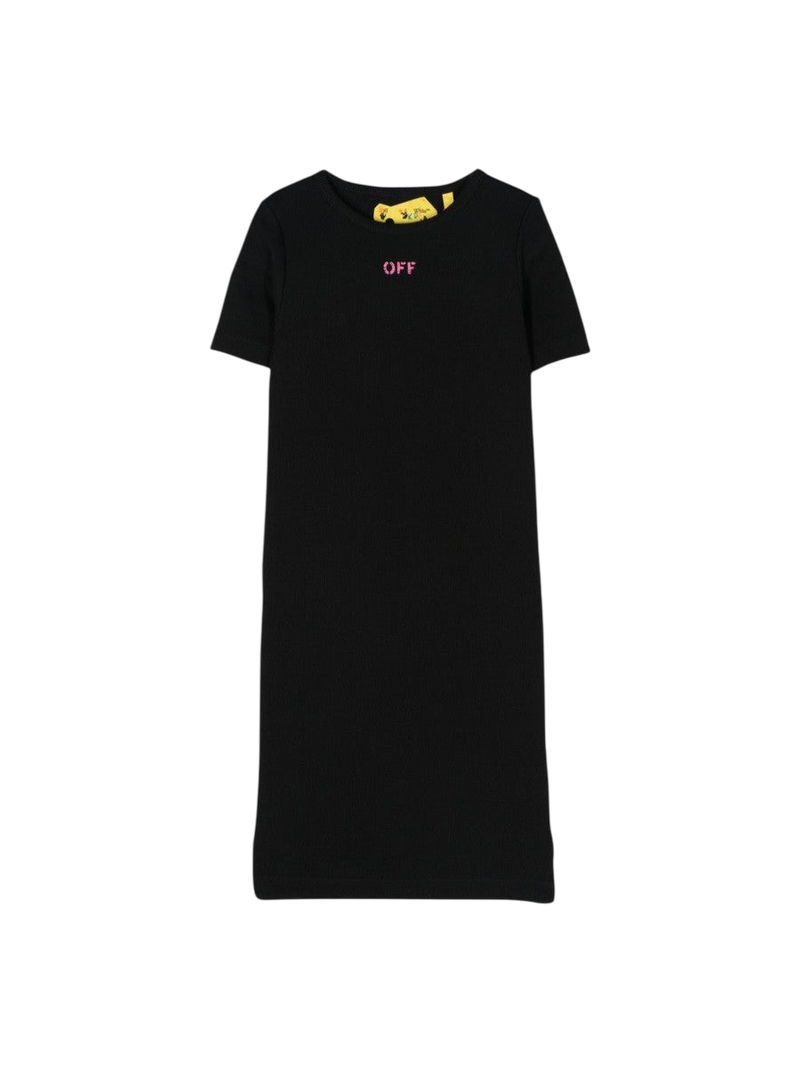OFF-White Print plain ribbed dress