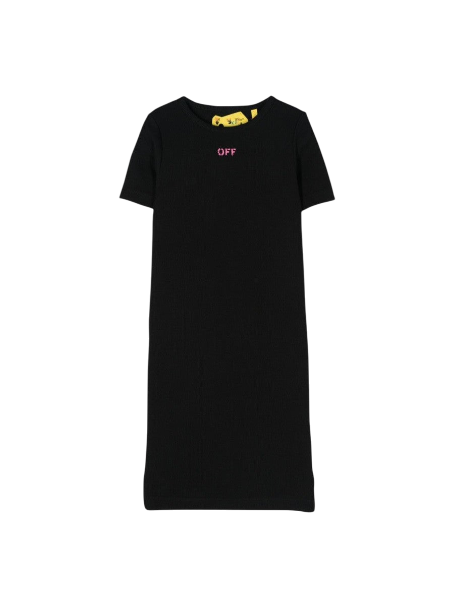 OFF-White Print plain ribbed dress
