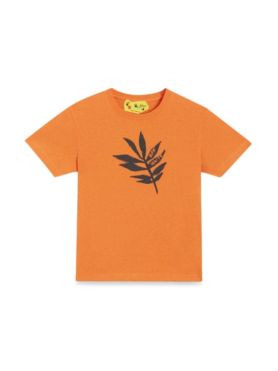 OFF-White T-SHIRT IN JERSEY DI COTONE STAMPATO - Orange / 4