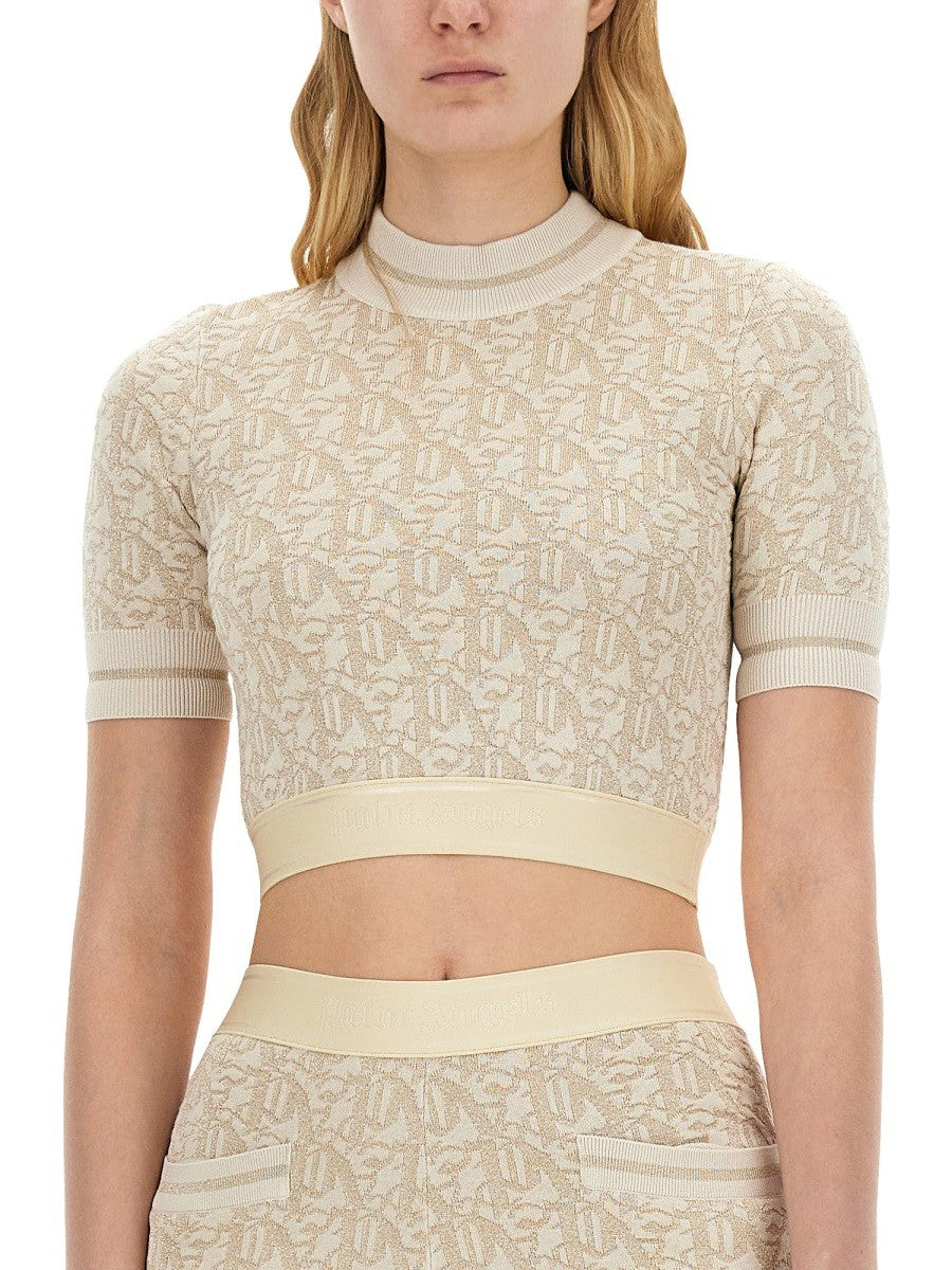 Palm Angels Beige Monogram Jersey - Beige / S / Female