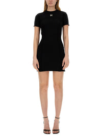 Palm Angels Black Ribbed Knit Mini Dress - Dress with Logo / Black / Female