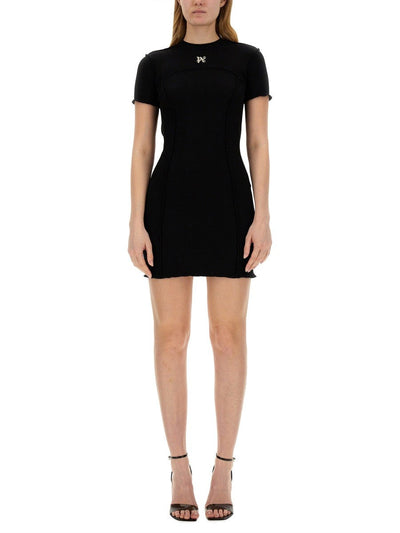 Palm Angels Black Ribbed Knit Mini Dress - hover