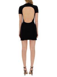 Palm Angels Black Ribbed Knit Mini Dress - Dress with Logo / Black / Female
