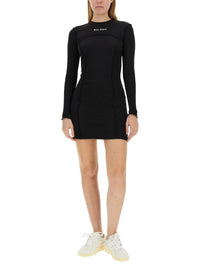 Palm Angels Black Ribbed Long Sleeve Bodycon Mini Dress - Black / Sweater / M