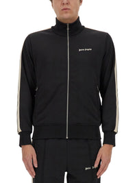 Palm Angels Black Track Jacket for Men - ZIP SWEATSHIRT / Black / S