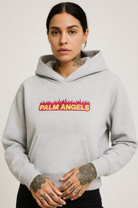 Palm Angels CROPPED HOODIE - Gray / 8
