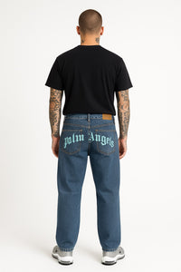 Palm Angels CURVED STONE DENIM - 100% COTTON / Blue / 10