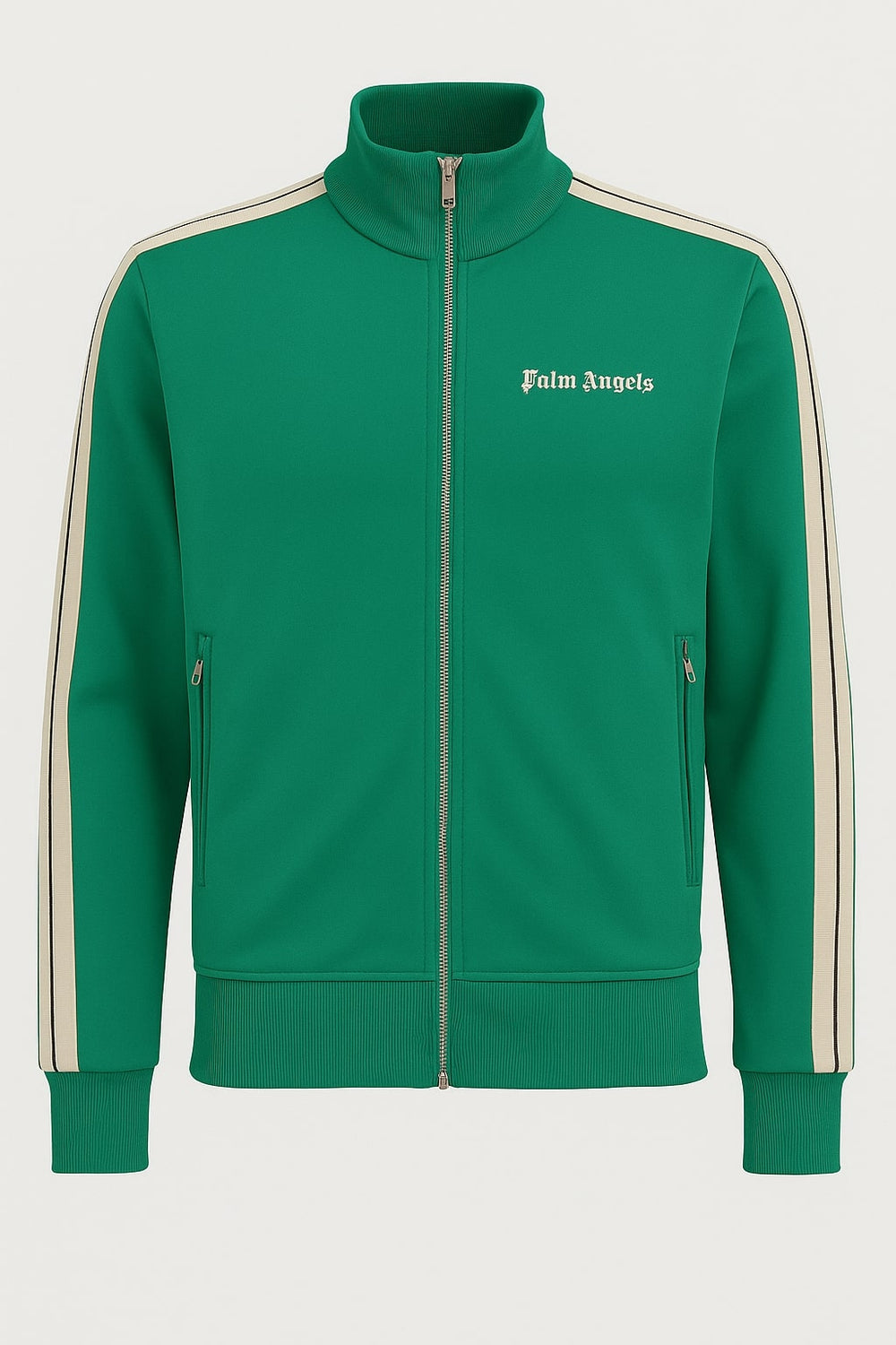 Palm Angels Green Track Jacket for Men - ZIP SWEATSHIRT / Green / S