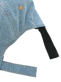 Palm Angels Logo Stone Denim Baseball Cap - One size / Blue