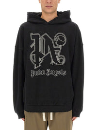 Palm Angels Men’s Black Gothic Logo Hoodie - Black / Male