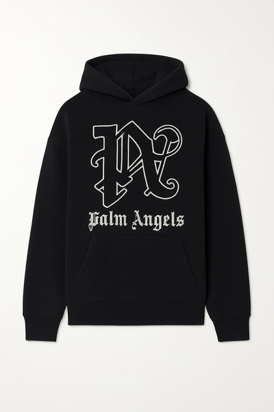 Palm Angels Men's Black Gothic Logo Hoodie
