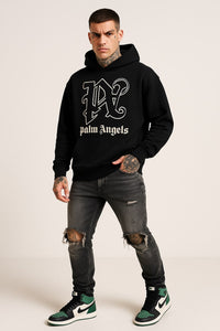 Palm Angels Men’s Black Gothic Logo Hoodie - Black / Male
