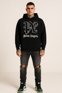Palm Angels Men’s Black Gothic Logo Hoodie - Black / Male