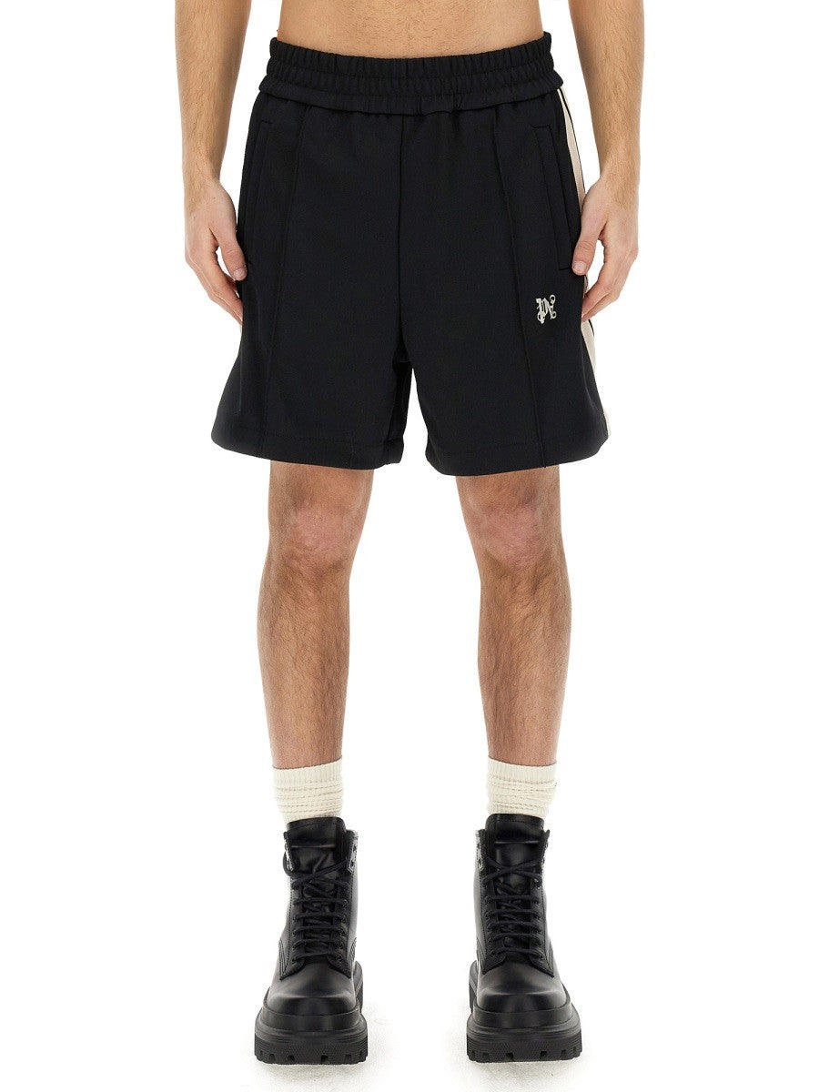 Palm Angels MONOGRAM BERMUDA SHORTS - Black / M