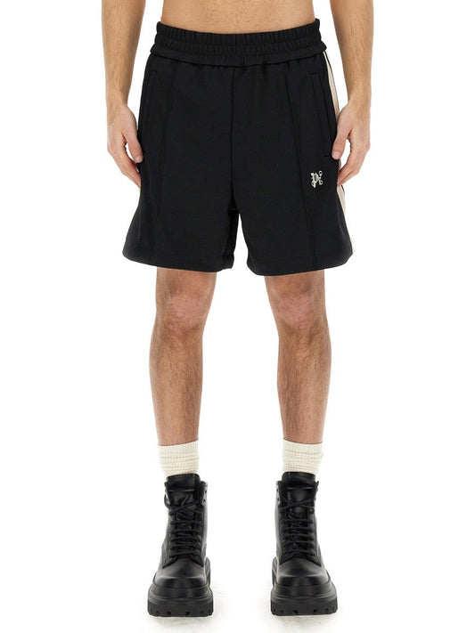 Palm Angels MONOGRAM BERMUDA SHORTS - Black / M