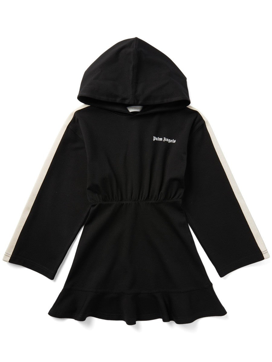 Palm Angels NEW TRACK Hoodie Mini Dress - Black / 10