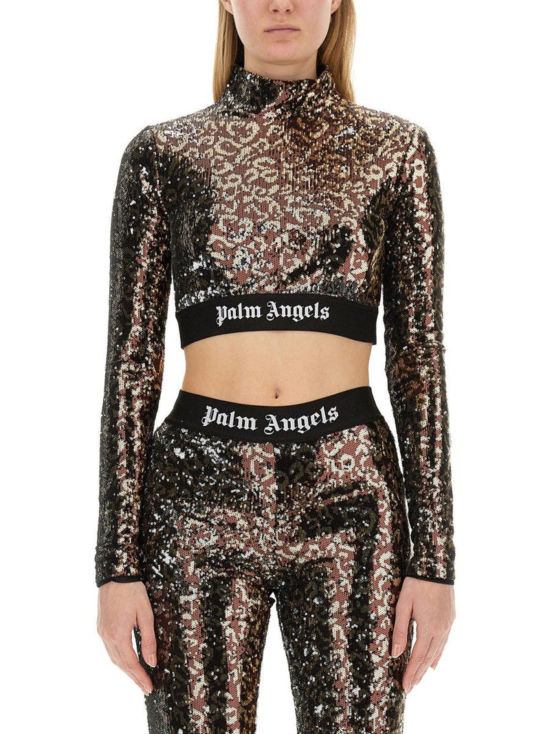 Palm Angels SEQUIN LOGO CROP TOP