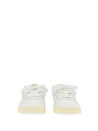 Palm Angels White Leather Low-Top Sneakers