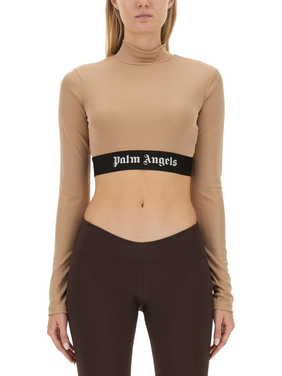 Palm Angels Women’s Cropped Turtleneck Top - Beige / S