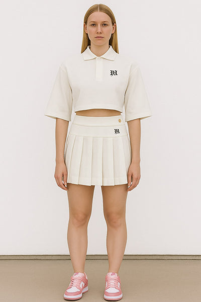Palm Angels Women’s White Cropped Polo Shirt - hover