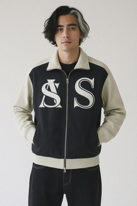 Ariva Streetwear “AS Legacy” Monogram Track Jacket - BLACK