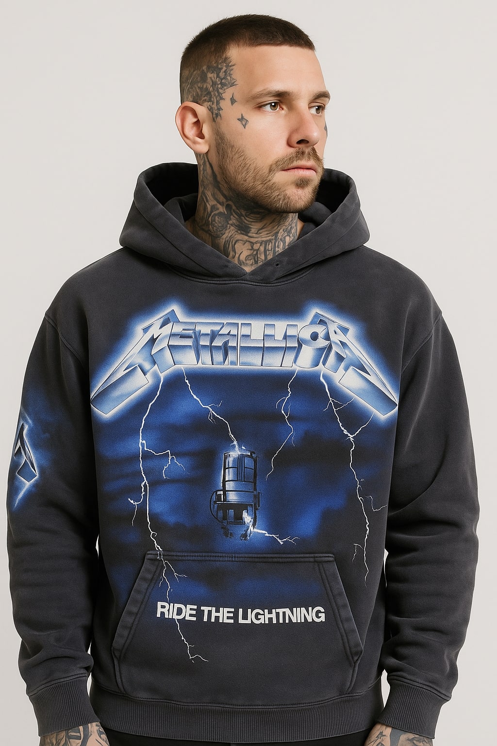 REPRESENT HOODIE PRINT MAXI METALLICA - S / Gray