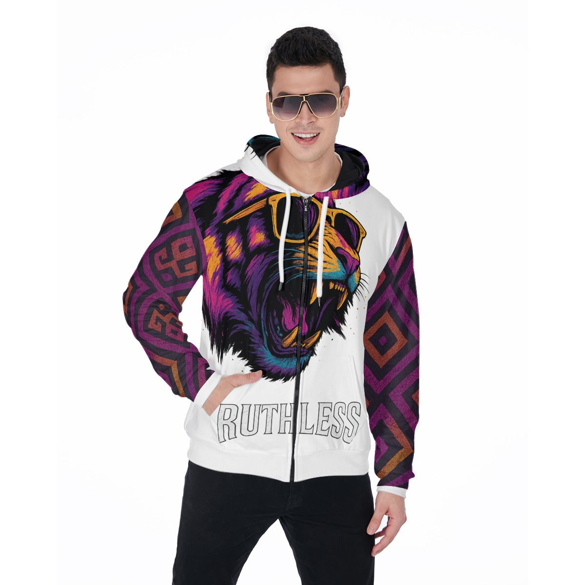 Ruthless Roar Zip Hoodie - XS / White
