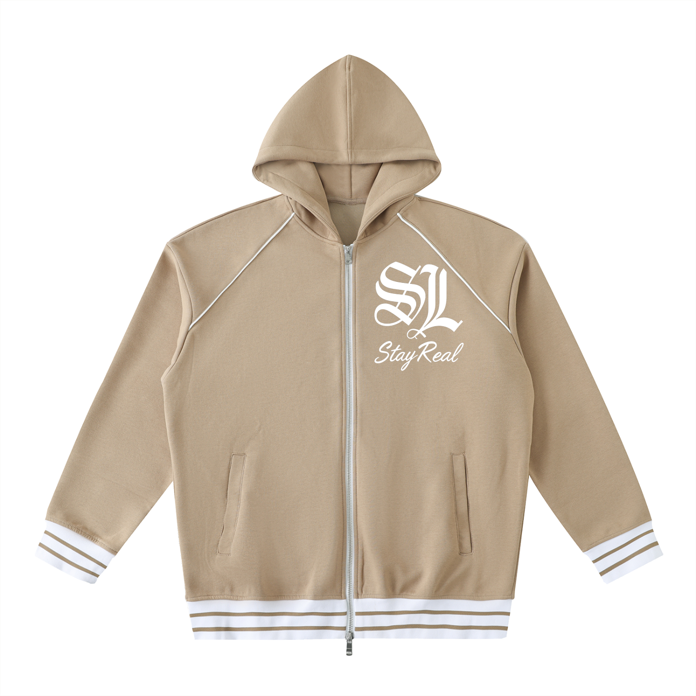 Savage SL ’Stay Real’ Beige Zip Hoodie Khaki / 2XS