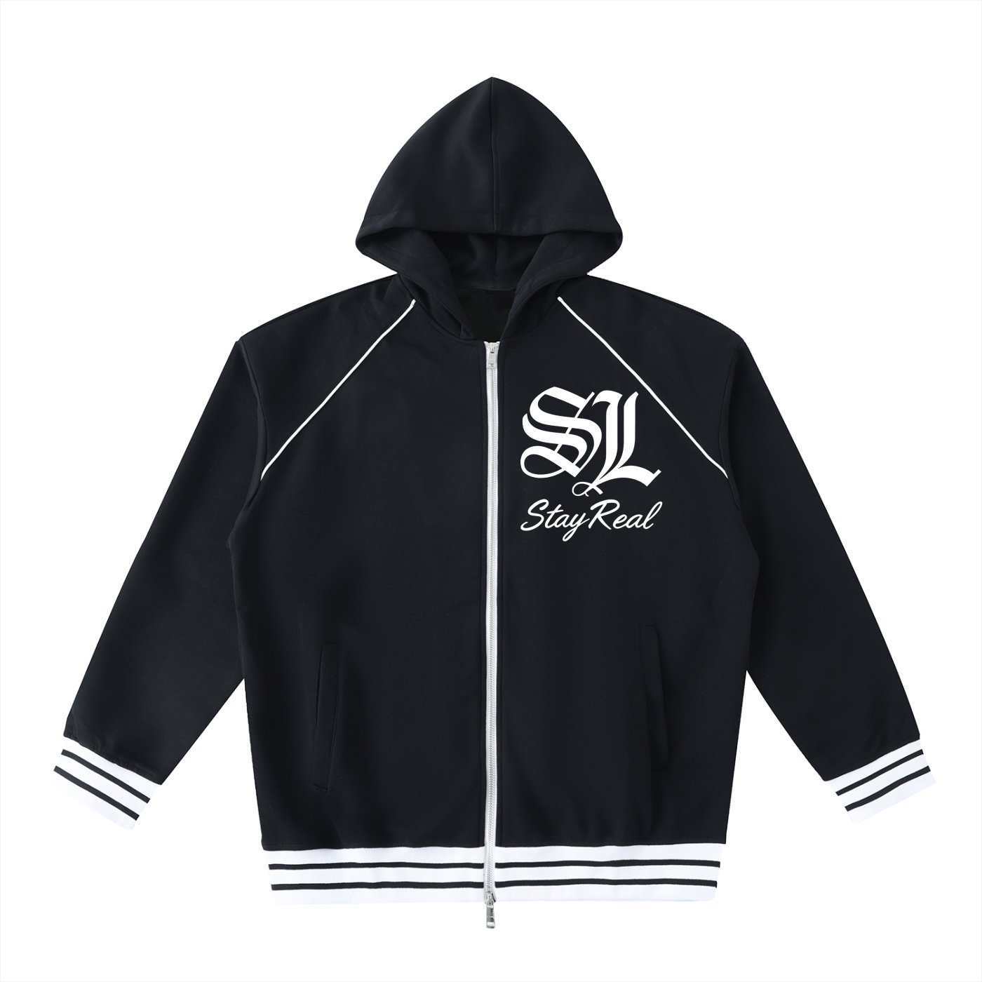 Savage SL ’Stay Real’ Black Zip Hoodie Black / 2XS