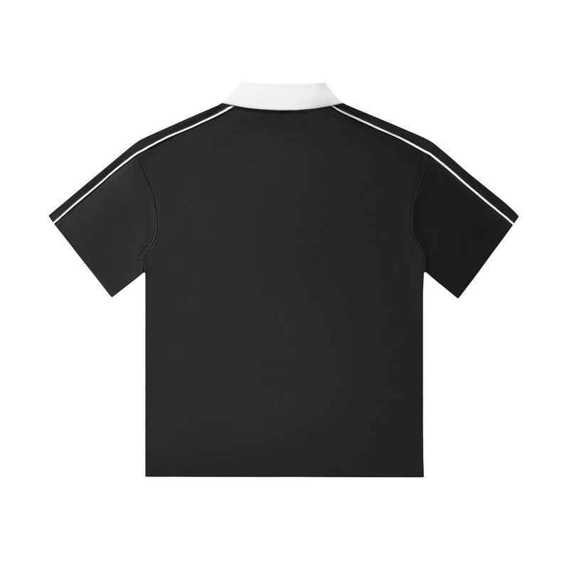 Savage Stay Real Contrast Streetwear Polo - BLACK