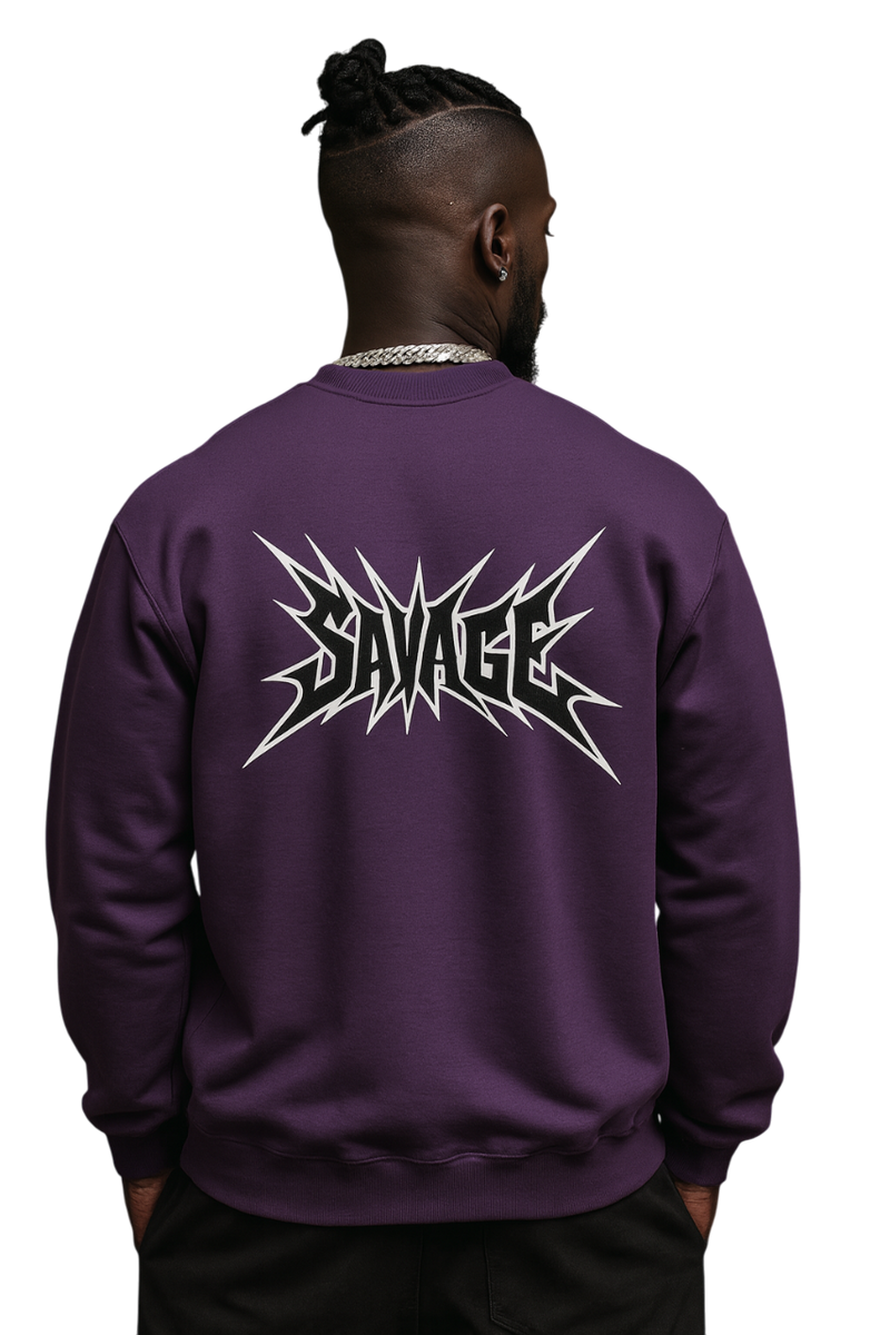 Savage Stay Real Graphic Crewneck - PURPLE