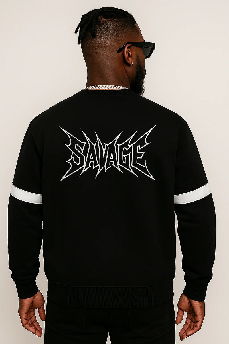 Savage Stay Real Graphic Crewneck - BLACK