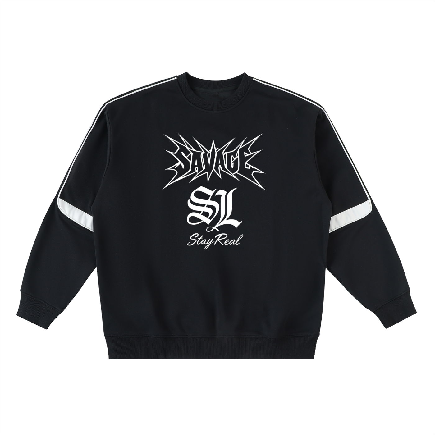 Savage Stay Real Graphic Crewneck - BLACK