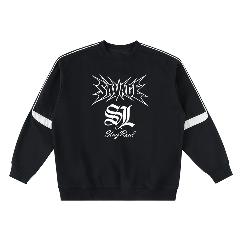 Savage Stay Real Graphic Crewneck - BLACK